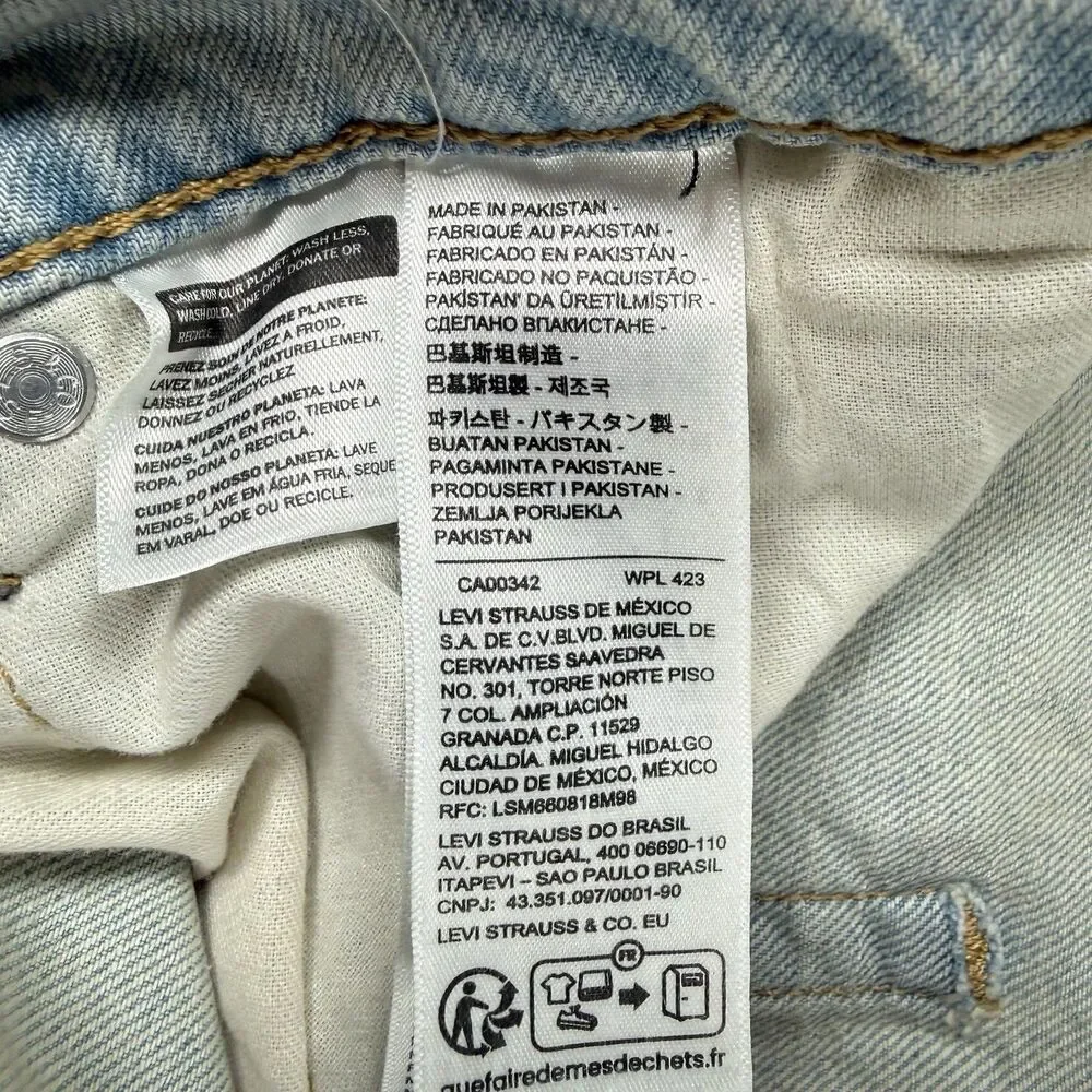 Levis 505 Jeans Mens 36x34 Blue Light Wash Regular Fit Straight Leg Denim